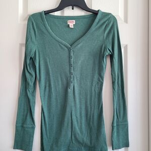 Mossimo Supply Co. Green Long Sleeve Henley